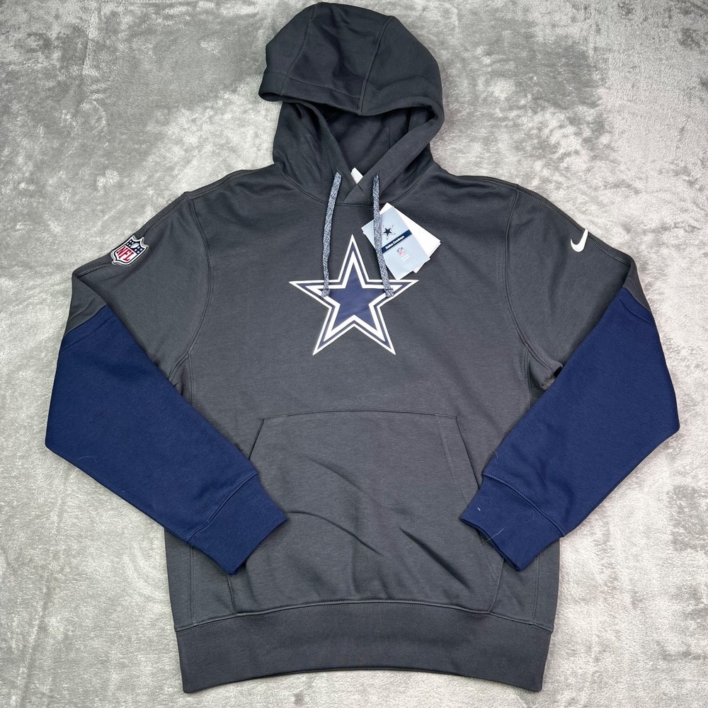 Dallas Cowboys Nike Hoodie Mens Small Gray Navy Colorblock Pullover Sweatshirt